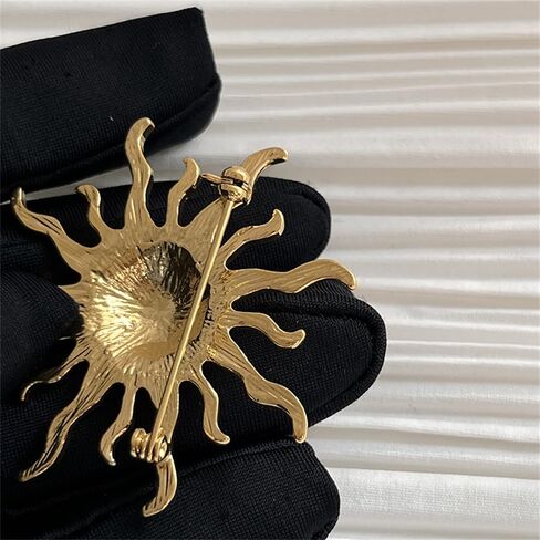 Gold Sun Brooch Pin for Women Men Fashion Sunflower Collar Costume Brooches Simple Lapel Pins Dainty Suit Hat Dress Accessories Decorations Wedding Bouquets Birthday Holiday Jewelry Gift in Saudi Arabia