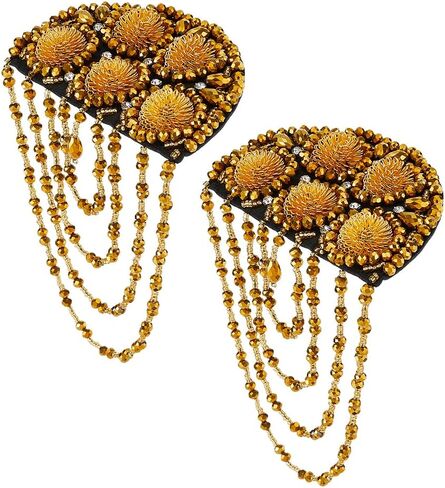 superfindings 2pcs الكتف الكتف شارة ذهبية بالخرز الكتف الديكور الكتف الديكور الديكور in Saudi Arabia