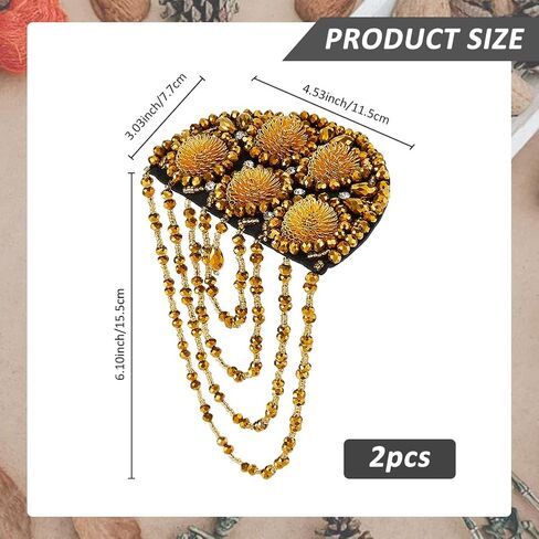 superfindings 2pcs الكتف الكتف شارة ذهبية بالخرز الكتف الديكور الكتف الديكور الديكور in Saudi Arabia