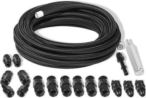 6AN PTFE LS SWAP EFI FUEL LINE طقم تركيب ، 25 قدمًا من خرطوم الوقود المضفر من النايلون المقاوم للصدأ ، 3/8 "PTFE in Kuwait