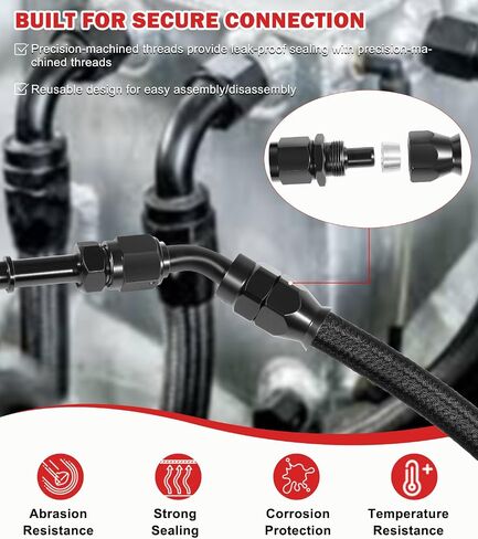 6AN PTFE LS SWAP EFI FUEL LINE طقم تركيب ، 25 قدمًا من خرطوم الوقود المضفر من النايلون المقاوم للصدأ ، 3/8 "PTFE in Kuwait