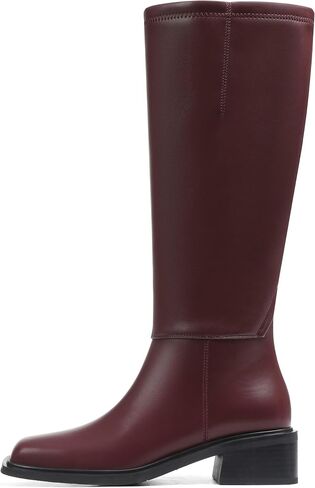 Lovee Cosee Knee High Boots for Women 2025 Low Heel Square Toe Flat Boots with Side Full Zipper Comfortable Walking Shoes for Fall Winter Casual & Office Wear Commuting Travel Fashion Trendy Outfit in Kuwait