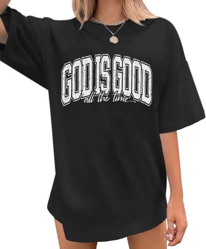 Christian T Shirts for Women God is Good Shirt Oversized Jesus Religious Faith Inspirational Tshirts Bible Verse Tops in Saudi Arabia