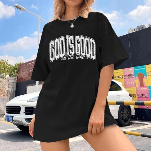 Christian T Shirts for Women God is Good Shirt Oversized Jesus Religious Faith Inspirational Tshirts Bible Verse Tops in Saudi Arabia