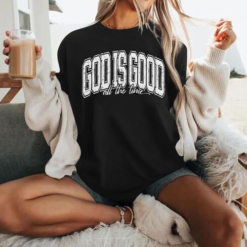 Christian T Shirts for Women God is Good Shirt Oversized Jesus Religious Faith Inspirational Tshirts Bible Verse Tops in Saudi Arabia