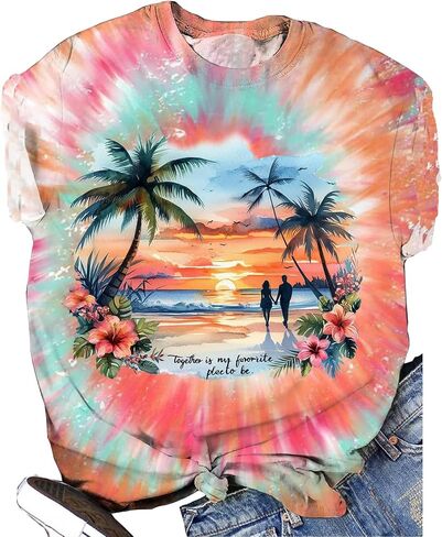 Bomerytoo Girls Trip 2025 قميص للنساء الرحلات الاستوائية الرحلية TIE T-Shirt أشجار النخيل الأشجار الشمسية in Kuwait