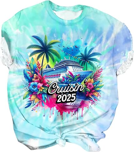 Bomerytoo Girls Trip 2025 قميص للنساء الرحلات الاستوائية الرحلية TIE T-Shirt أشجار النخيل الأشجار الشمسية in Kuwait