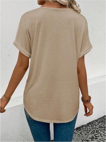 SweatyRocks Women's V Neck Dolman Short Sleeve Star Print Tee Shirts Summer Tops in Saudi Arabia