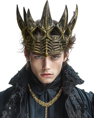 التاج القوطية للرجال هالوين كرو تاج من العصور الوسطى شريرة الملك/ملكة الرأس in Kuwait