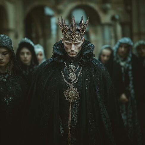 التاج القوطية للرجال هالوين كرو تاج من العصور الوسطى شريرة الملك/ملكة الرأس in Kuwait