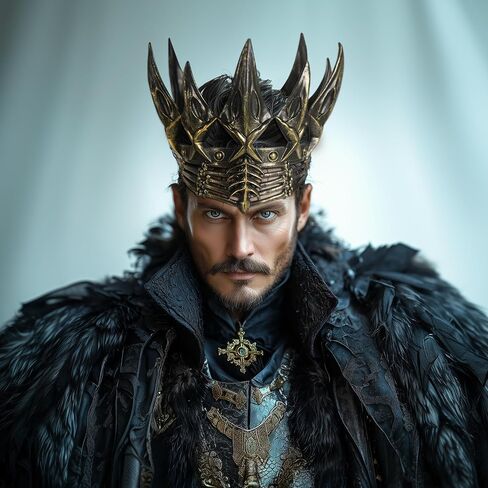 التاج القوطية للرجال هالوين كرو تاج من العصور الوسطى شريرة الملك/ملكة الرأس in Kuwait