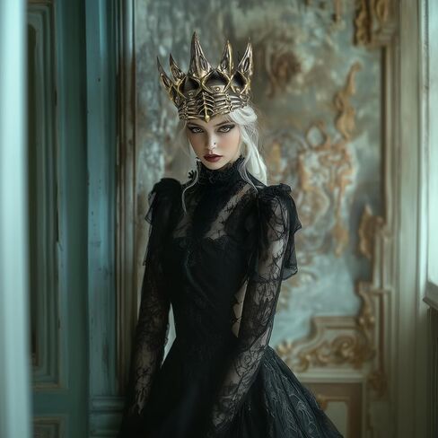 التاج القوطية للرجال هالوين كرو تاج من العصور الوسطى شريرة الملك/ملكة الرأس in Kuwait