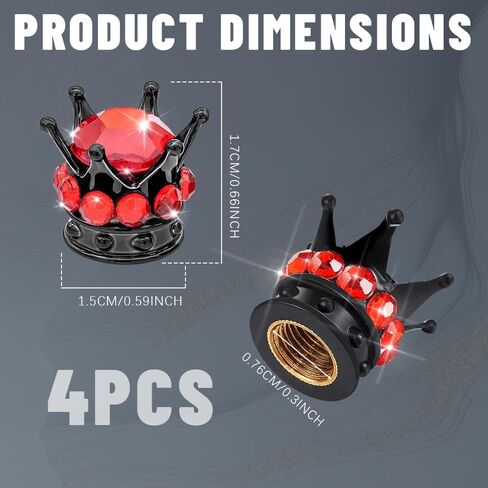 4pcs التاج صمام الإطارات الجذعية ، بلينغ يدويًا من الكريستال الراين ، أغطية إطارات سيارة التاج اليدوية للكروم ، وأغطية جذعية للنحاس ، وسيارات الدفع الرباعي ، والشاحنات ، والدراجات ، والدراجات النارية ، والدراجات النارية in Kuwait
