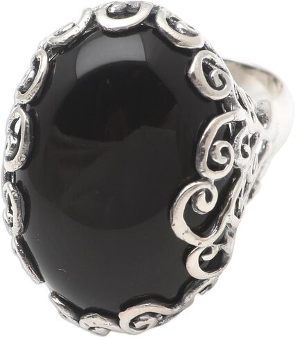 Novica Artisan Handmade Onyx Cocktail Ring للجنسين. in Saudi Arabia
