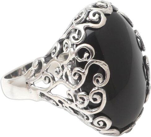 Novica Artisan Handmade Onyx Cocktail Ring للجنسين. in Saudi Arabia