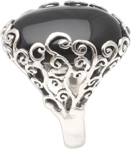 Novica Artisan Handmade Onyx Cocktail Ring للجنسين. in Saudi Arabia