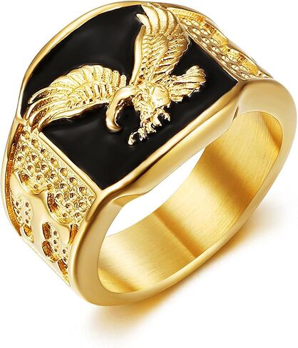 Eagle Ring for men Vulture rings Stainless Steel Hip Hop ring for Men Vintage Animals Rings Iced Out Jewelry Punk Ring Club rings Heavy Metal in Saudi Arabia