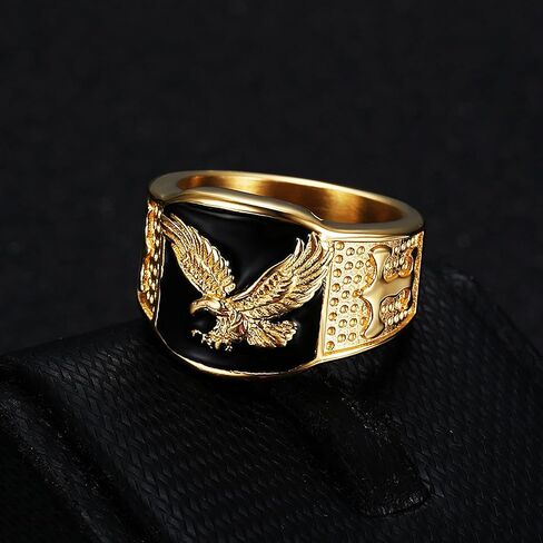 Eagle Ring for men Vulture rings Stainless Steel Hip Hop ring for Men Vintage Animals Rings Iced Out Jewelry Punk Ring Club rings Heavy Metal in Saudi Arabia