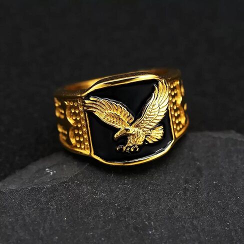 Eagle Ring for men Vulture rings Stainless Steel Hip Hop ring for Men Vintage Animals Rings Iced Out Jewelry Punk Ring Club rings Heavy Metal in Saudi Arabia