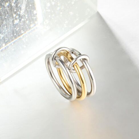 MQV اثنين من نغمة رابط حلقات متشابكة الحلقة الذهب الفضة الفضة Zirconia بيان حلقة المكدس الحد الأقصى للنساء عشاق الرجال in Kuwait