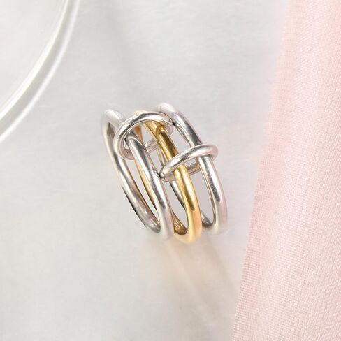 MQV اثنين من نغمة رابط حلقات متشابكة الحلقة الذهب الفضة الفضة Zirconia بيان حلقة المكدس الحد الأقصى للنساء عشاق الرجال in Kuwait