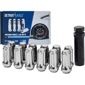 Detroit Axle - 14x1.5 Wheel Lug Nuts for Chevy GMC Silverado Sierra 1500 Suburban Express Savana 2500 Tahoe Yukon Avalanche Cadillac Escalade Chrome Lug Nuts w/One Key Replacement - 13pc Set in Saudi Arabia