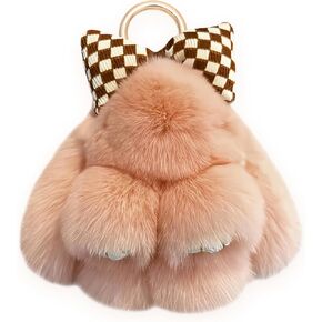 سلسلة مفاتيح برانية رقيقة ، سلسلة مفاتيح أرنب جميلة ، Kawaii Fluffy خجول الوجه Bunny Keyring in Kuwait