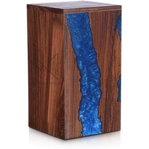 Handcrafted Rosewood and Blue Resin Memorial Urn Box - Elegant Remembrance Keepsake for Ashes - Unique Wood Cremation Urn - Sympathy Gift (11"x6"(250Cu/in)) in Saudi Arabia
