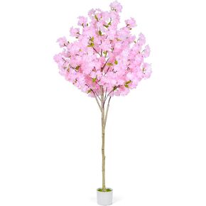 6FT Artificial Cherry Blossom Tree,Tall Fake Flower Tree with Realistic Pink Sakura in Nursery Pot,Blooming Fake Plants for Living Room,Bedroom,Office,Indoor/Outdoor Decor in Saudi Arabia
