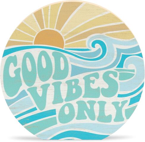 Open Road Brands Good Vibes Only Chunky Wood Block Sign - Retro Beach Themed Decor - Hang or Display on Desk, Dresser or Counter in Saudi Arabia