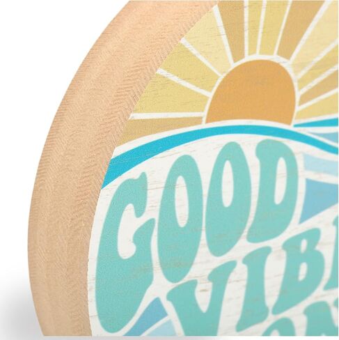 Open Road Brands Good Vibes Only Chunky Wood Block Sign - Retro Beach Themed Decor - Hang or Display on Desk, Dresser or Counter in Saudi Arabia