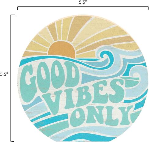 Open Road Brands Good Vibes Only Chunky Wood Block Sign - Retro Beach Themed Decor - Hang or Display on Desk, Dresser or Counter in Saudi Arabia