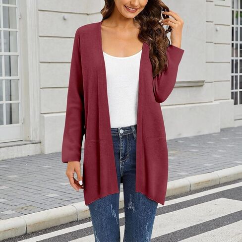 Cardigans for Women Trendy 2025 Lightweight Long Sleeve Open Front Coatigan Sweater Casual Ladies Coats Fall Fashion in Kuwait