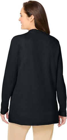 Woman Within Plus Size Zip Front Shaker Cardigan in Saudi Arabia
