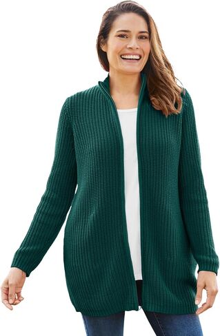 Woman Within Plus Size Zip Front Shaker Cardigan in Saudi Arabia
