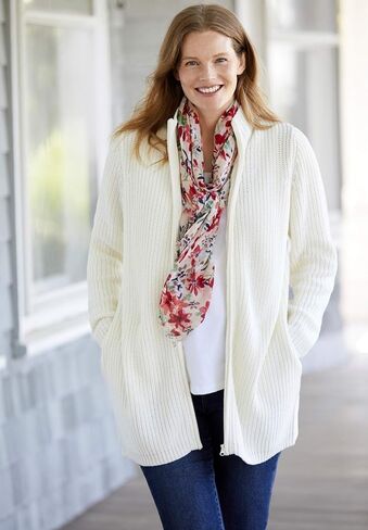 Woman Within Plus Size Zip Front Shaker Cardigan in Saudi Arabia
