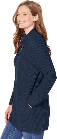 Woman Within Plus Size Zip Front Shaker Cardigan in Saudi Arabia