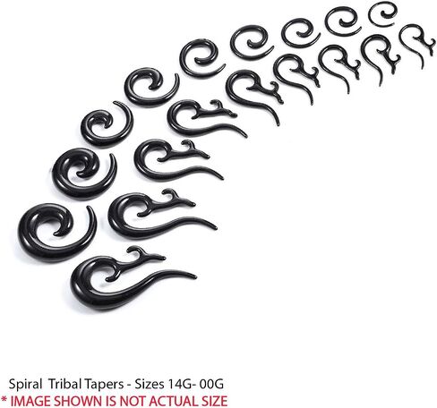 BodyJ4You Black Plugs Kit with Spiral and Tribal Tapers Kit 54 pieces Gauges Kit 14G-00G Stretching Set in Saudi Arabia