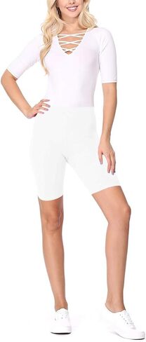 FeashionStream Women's Plus Size Elastic Weist Percyout تشغيل شورتات راكب الدراجة النارية الصلبة النشطة XL-3XL in Kuwait