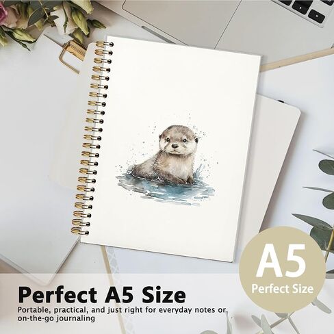 Baby Otter Cute Notebook Journal, Sea Otter Gifts, Cute Notebooks for Women Girls Otter Lovers, College Ruled Hardcover Spiral Notebook Journal for Work Notes Journaling 5.5x8.3 in Kuwait