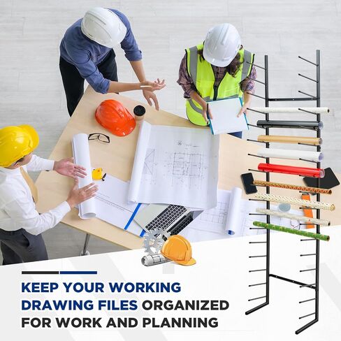 Gisafai Wall Mount Blueprint Storage Rack Hanging Finyl File File Poster Display Rack Rack Print Print Blueprint حامل لتنظيم الخطة (44 × 21 × 11 بوصة) in Kuwait