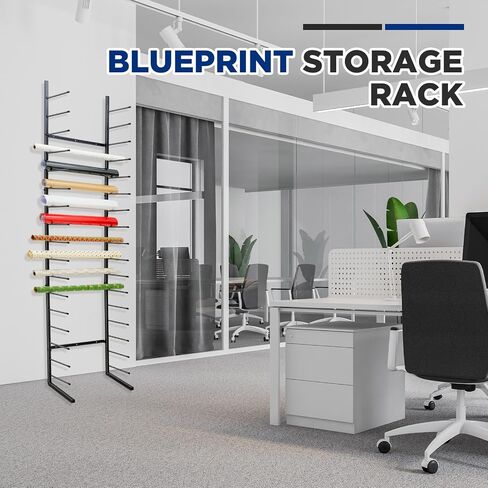 Gisafai Wall Mount Blueprint Storage Rack Hanging Finyl File File Poster Display Rack Rack Print Print Blueprint حامل لتنظيم الخطة (44 × 21 × 11 بوصة) in Kuwait