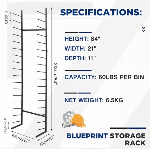 Gisafai Wall Mount Blueprint Storage Rack Hanging Finyl File File Poster Display Rack Rack Print Print Blueprint حامل لتنظيم الخطة (44 × 21 × 11 بوصة) in Kuwait