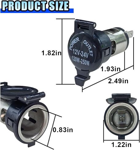 Cigarette Lighter Socket, DC 12V Car Power Outlet Socket Replacement, Waterproof Car Cigarette Lighter Adapter with Cover and Wiring Harness, Universal Auto Accessories for Car, RV, Boat (1PC) in Saudi Arabia