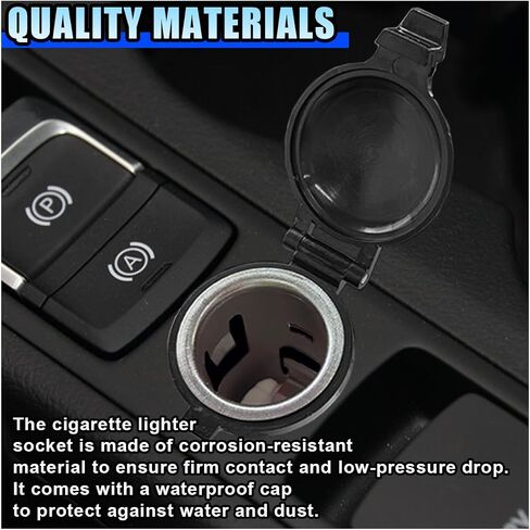 Cigarette Lighter Socket, DC 12V Car Power Outlet Socket Replacement, Waterproof Car Cigarette Lighter Adapter with Cover and Wiring Harness, Universal Auto Accessories for Car, RV, Boat (1PC) in Saudi Arabia