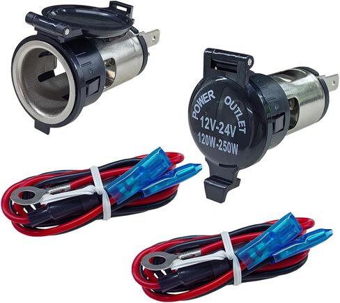 Cigarette Lighter Socket, DC 12V Car Power Outlet Socket Replacement, Waterproof Car Cigarette Lighter Adapter with Cover and Wiring Harness, Universal Auto Accessories for Car, RV, Boat (1PC) in Saudi Arabia