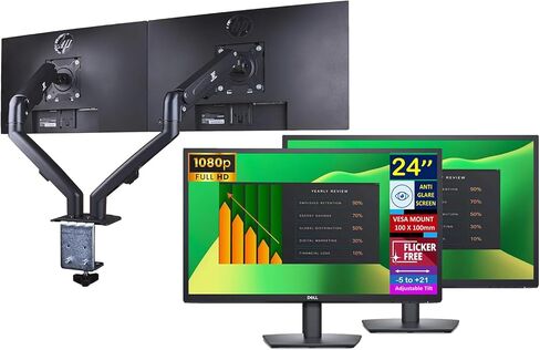Dell E2423H Flicker Free Monitor, 24" FHD VA (1920x1080) 60Hz Anti-Glare Display, 1 x DisplayPort, 1 x VGA, VESA Mount (100x100mm), Ideal for Home & Business, Black Color (2024 Latest Model) in Saudi Arabia