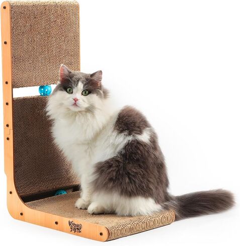 2 in 1 Cat Scratcher Lounge, Premium Cat Scratching Board, Cat Scratcher Set, Scratch-Resistant Cat Scratching Post Large (27.5L X 9H in.) and Small (24.5L X 6H in.), Corrugated Cardboard in Kuwait