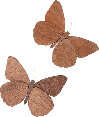2 Pack Handmade Wooden Butterfly Wall Art Hanging Decor Butterflies Wall Art Hanging Sculpture for Bedroom Bathroom Living Room Butterfly Home Decoration for Kids Baby Nursery Room Decor (Beige) in Saudi Arabia