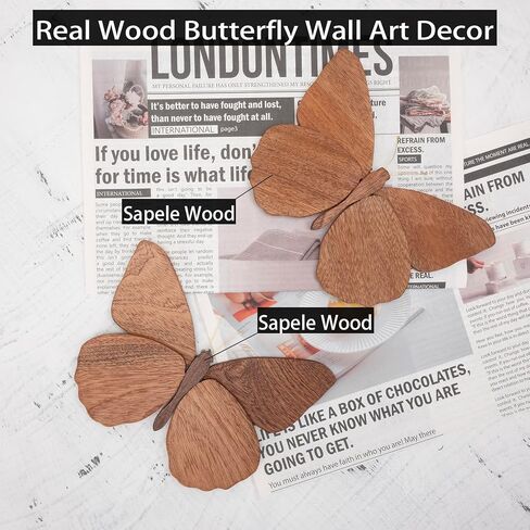2 Pack Handmade Wooden Butterfly Wall Art Hanging Decor Butterflies Wall Art Hanging Sculpture for Bedroom Bathroom Living Room Butterfly Home Decoration for Kids Baby Nursery Room Decor (Beige) in Saudi Arabia